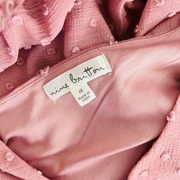 Nine Britton dusty pink Swiss Dot v front/back top with elastic waistband sz M. - Picture 7 of 7